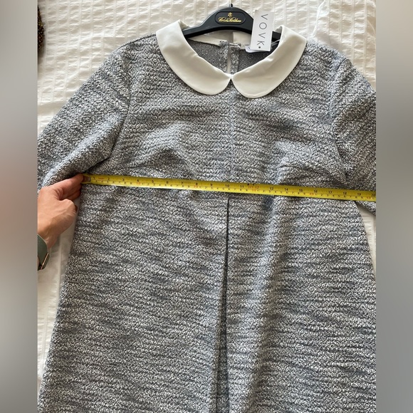 Grey/white off jersey dress with white collar - Picture 9 of 12